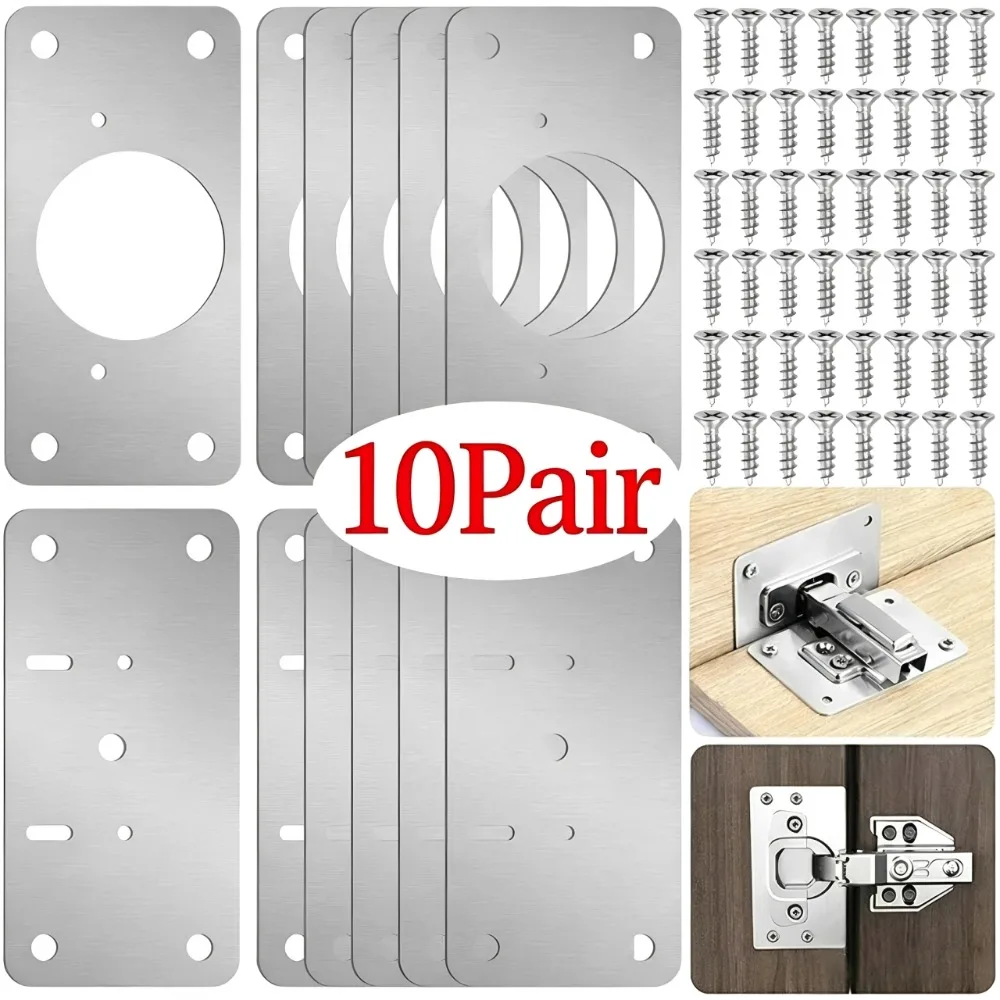 Furniture Hardware Fixing Screws - 10/1 par płyt naprawczych do zawiasów,