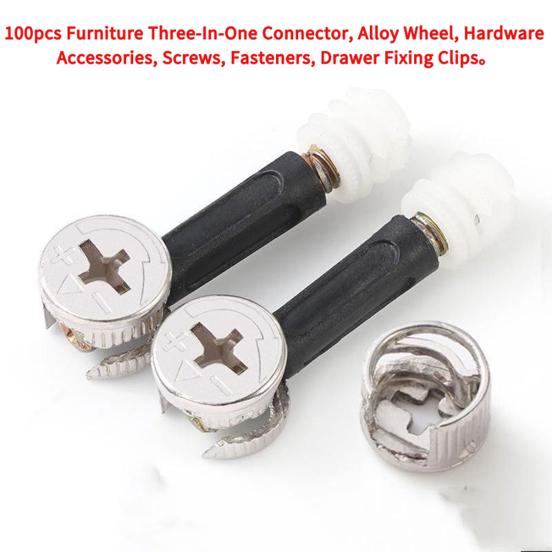 100 szt. Złączki meblowe trzy  – Furniture Hardware Fixing Screws recenzja i cena