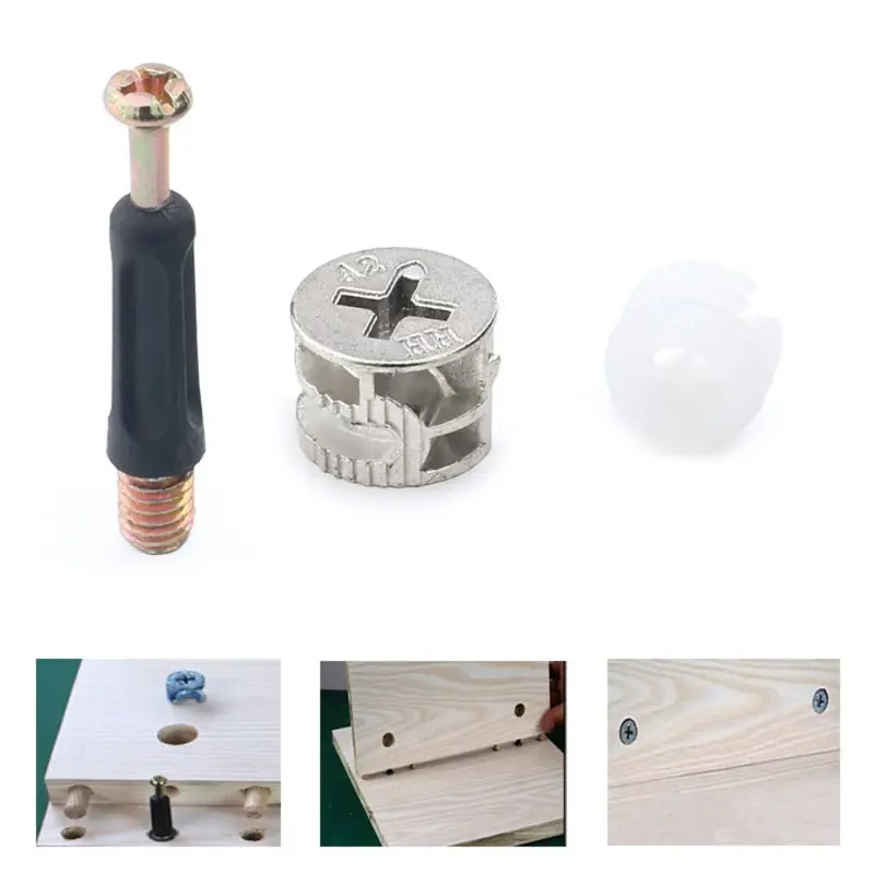 100 szt. Złączki meblowe trzy  – Furniture Hardware Fixing Screws recenzja i cena